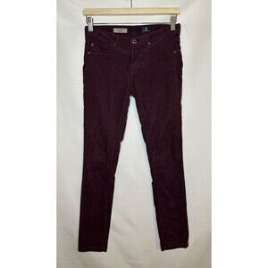 AG Adriano Goldschmied The Legging Super‎ Skinny Maroon Corduroy Pants 26R